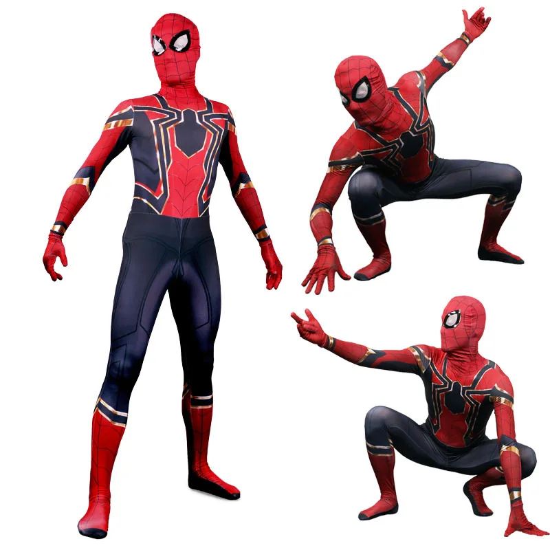 Детский Взрослый Человек-паук для выпускного косплей зентай Железный боди