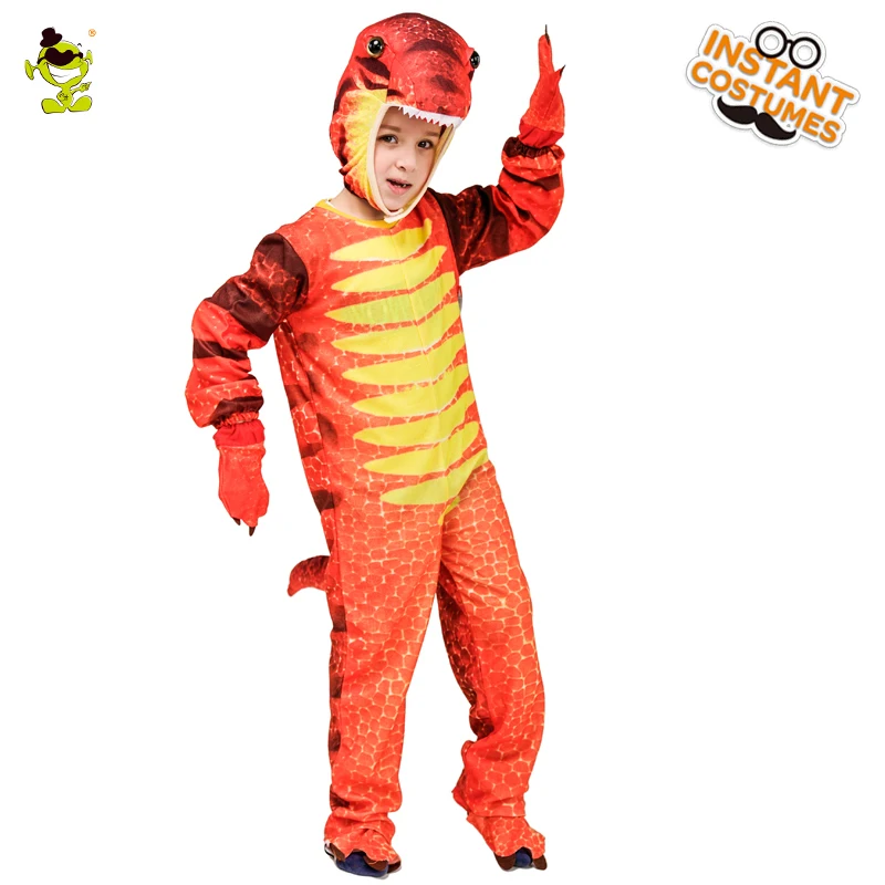 Child Tyrannosaurus Costume Cosplay Orange Color Clothes Role Play Cartoon Animal Dinosaur Christmas Boy's Suit | Тематическая