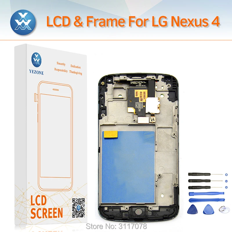 ЖК дисплей Экран для LG Nexus 4 E960 монитор Дисплей Touch Панель Digitizer Замена Ассамблея