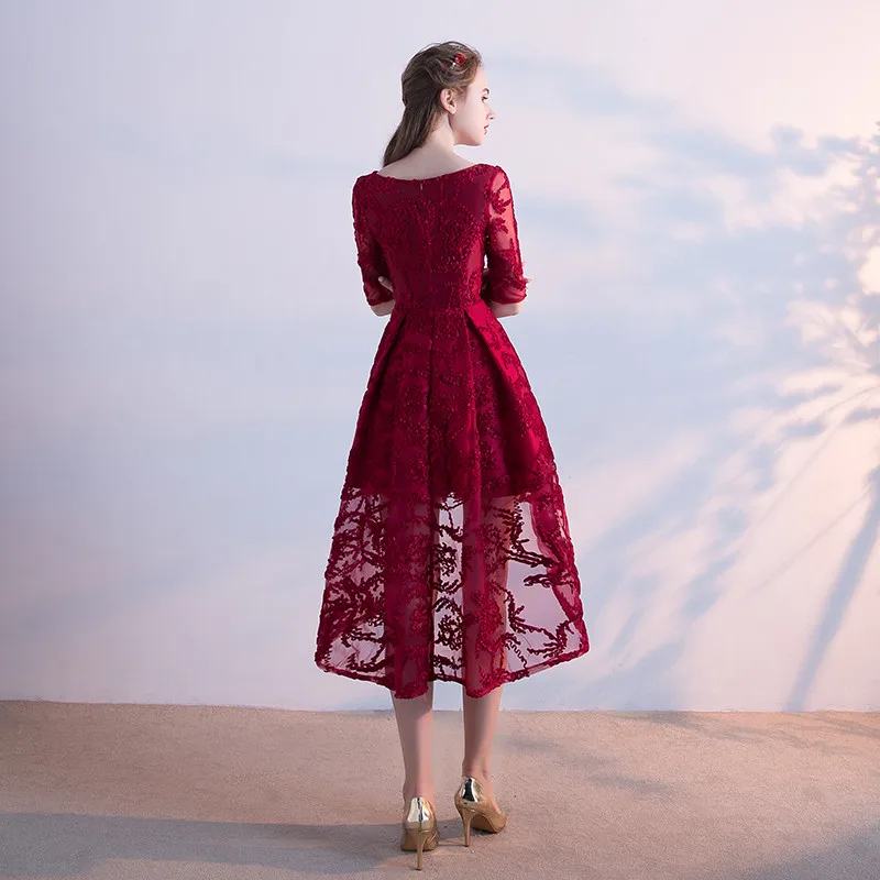 Robe De Soiree платье для выпускного вечера es High/LowVestidos Largos реальное фото Бордовое