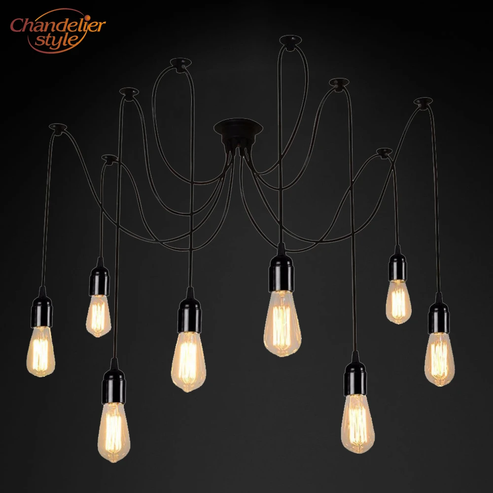 Винтажная ретро люстра DIY LED Паук Люстра освещение Потолочное подвесное смывное