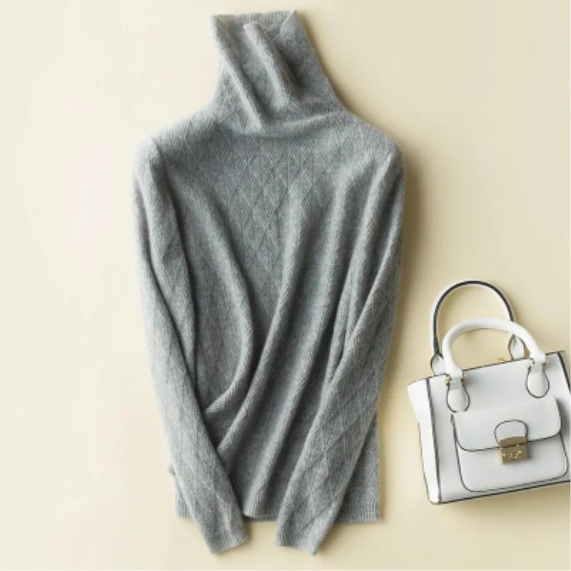 2018 Women Spring Autumn New Designer Fashion Cashmere Wool Sweaters and Pullovers Turtleneck Solid Casual Knitted Jumpers Top | Женская