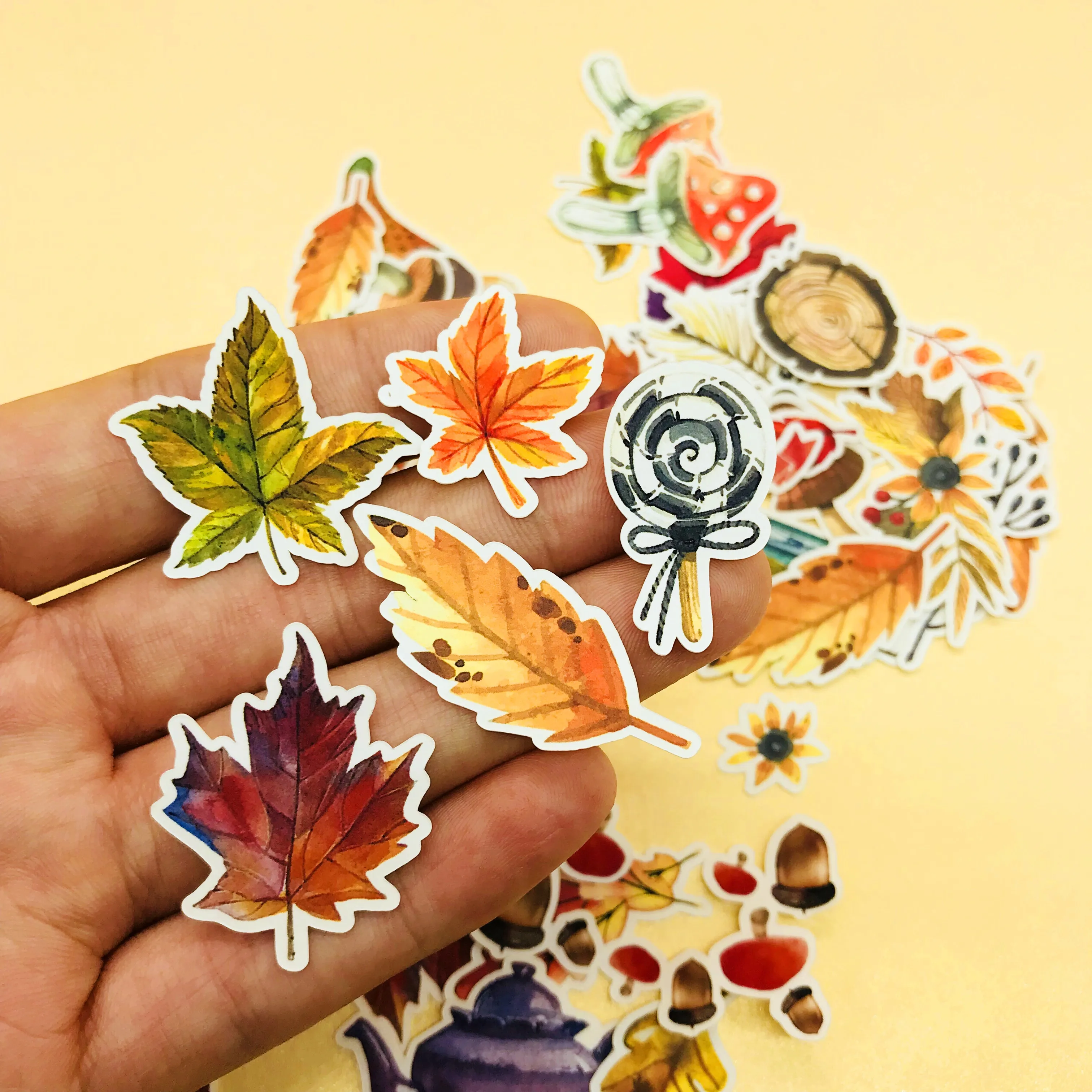 

49pcs Autumn maple leaves and mushrooms decoration stationery sticker diy diary scrapbooking label sticker stationery