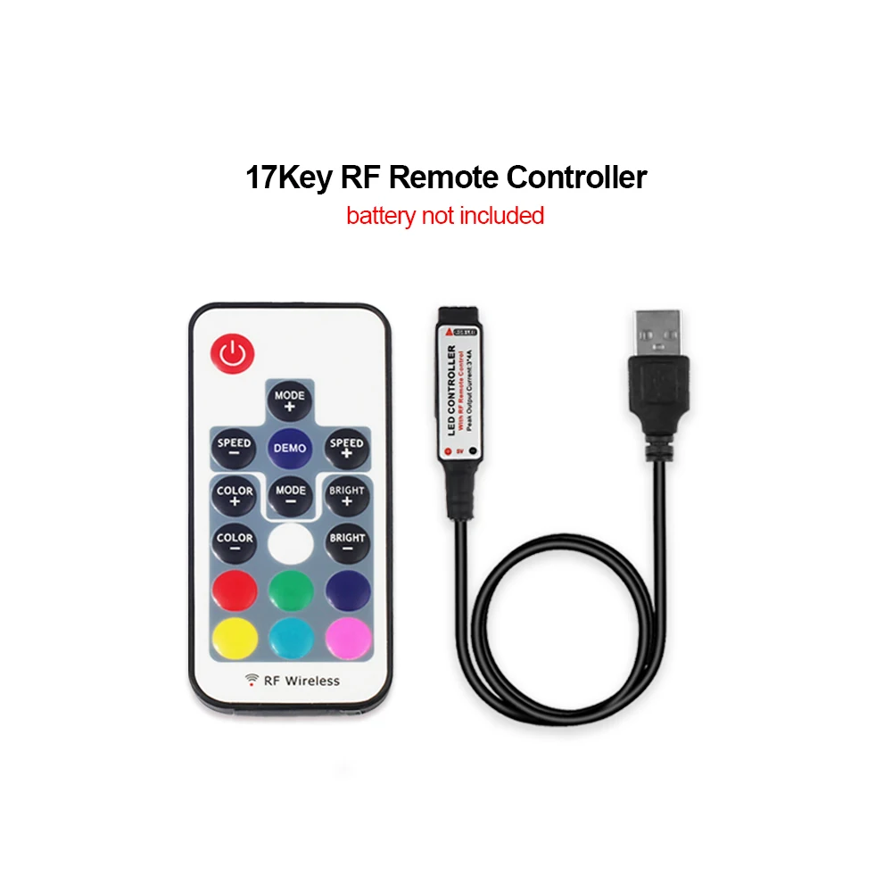 5 В USB RGB контроллер мини 3Key 17Key RF 24Key ИК пульт дистанционного управления для