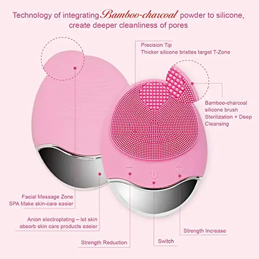 Щетка для чистки лица Cleanser массажер кремния Вибрационный Водонепроницаемый