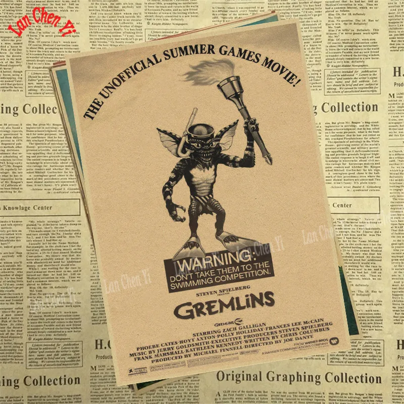 Красный Gremlins Фэнтези фильм ужасов крафт бумага Плакат кафе высокое качество печати рисунок ядро декоративная живопись - Цвет: Красный