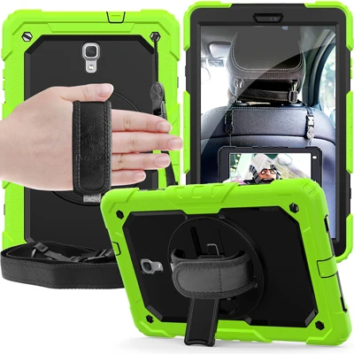 green black Чехол для планшета samsung Galaxy Tab A 10,5 T590 T595 T597 SM-T590 вращающийся на 306 ручной ремешок/чехол с подставкой+ плечевой ремень - Цвет: green black