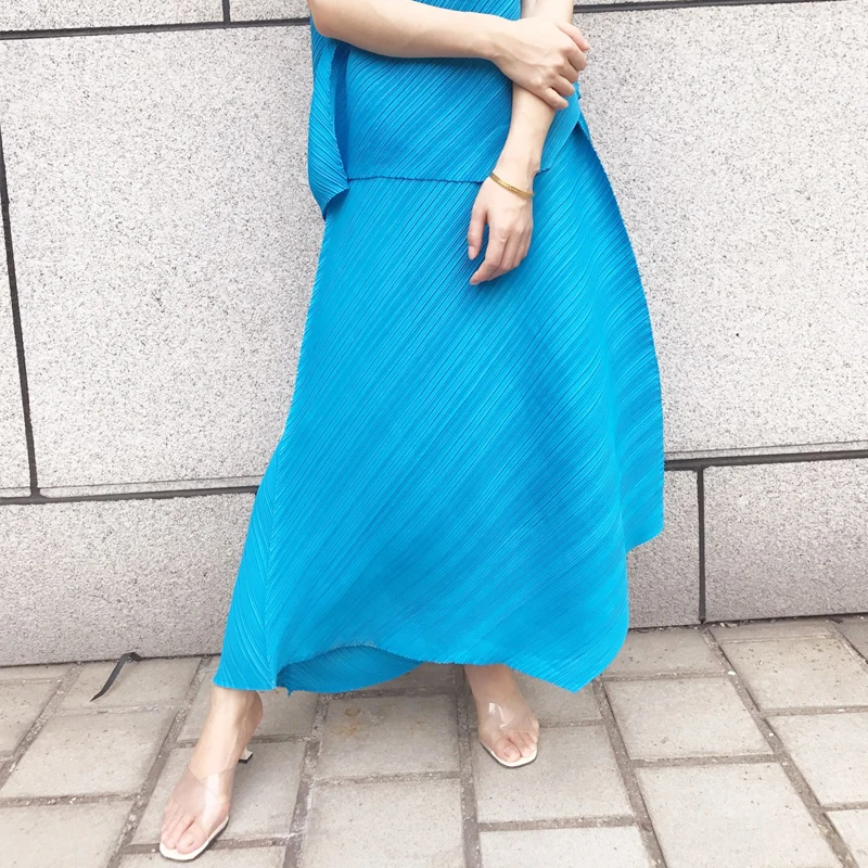Женская плиссированная юбка Miyak однотонная свободная Асимметричная большого