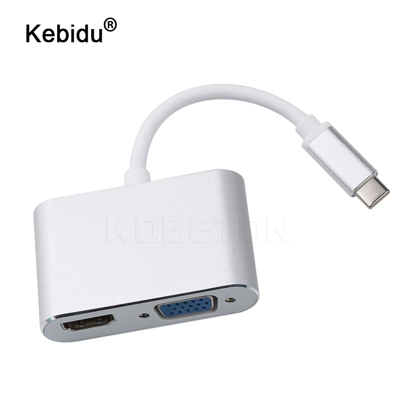 Кабель kebidu Type C-VGA переходник штырь-гнездо USB C адаптер 4K C-HDMI-совместимый конвертер