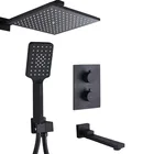 Термостатические Смесители из латуни, черный набор для душа 8 дюймов, переводной смеситель для ванной комнаты с пластиковой ручной насадкой