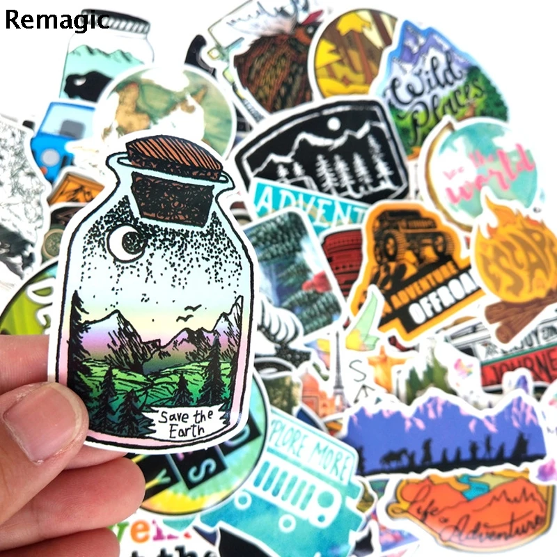 

65pcs Outdoors journey Funny anime vintage paster gift toy cosplay funny decal scrapbooking diy sticker phone laptop waterproof