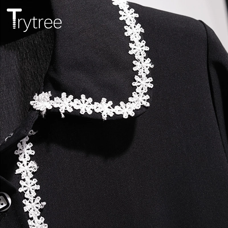 Trytree Лето Осень Платье женское повседневное одноцветное платье с коротким