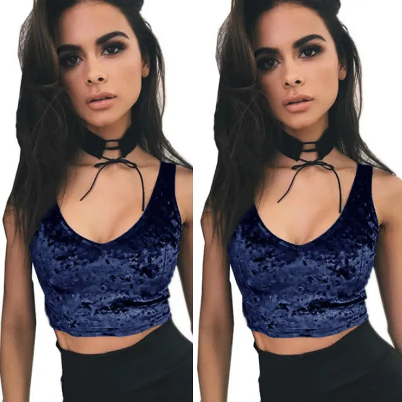 HIRIGIN женский топ без рукавов с высоким блеском укороченный v-образным вырезом на