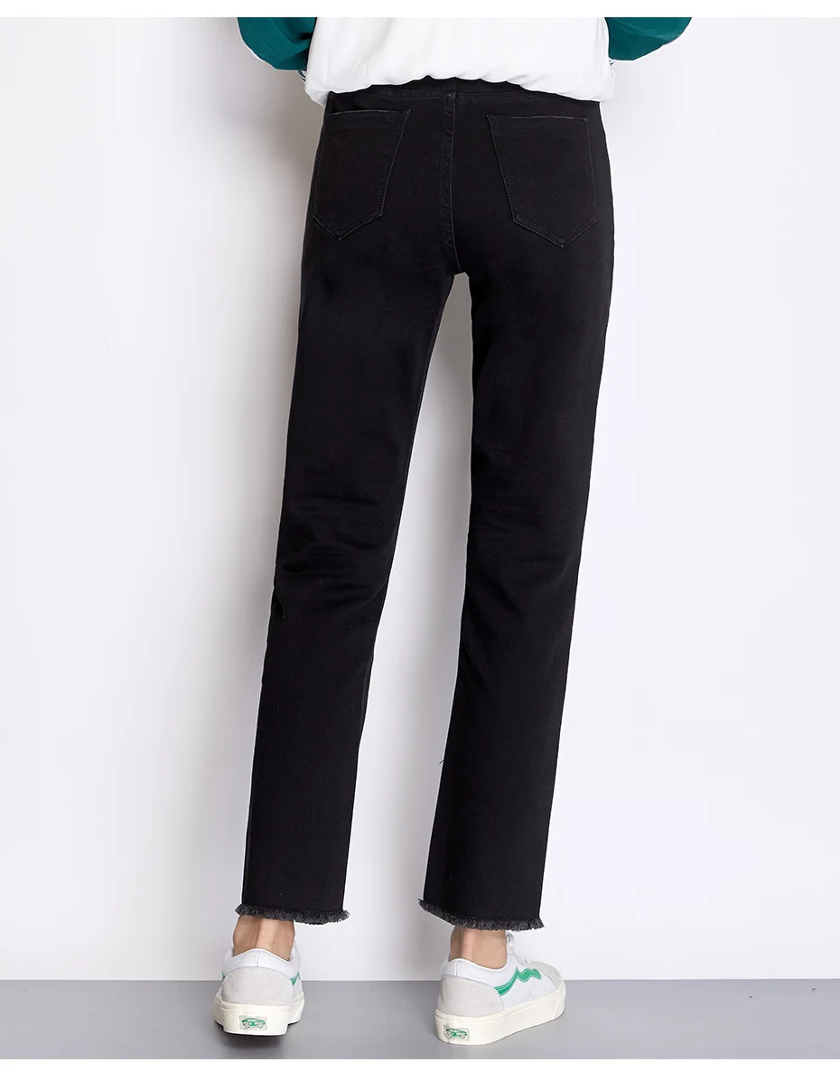 LEIJIJEANS новые осенние повседневные Черные джинсы размера плюс L классические джинсовые длинные свободные прямые джинсы со средней талией женские 7306