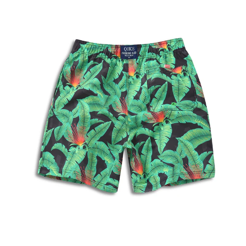 Быстросохнущие пляжные шорты с принтом зеленых листьев одежда для плавания