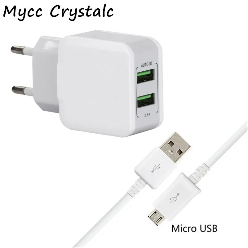5V 2.4A двойное USB настенное зарядное устройство + кабель Micro для Xiaomi Redmi 5A 5 Plus/Huawei Honor 6