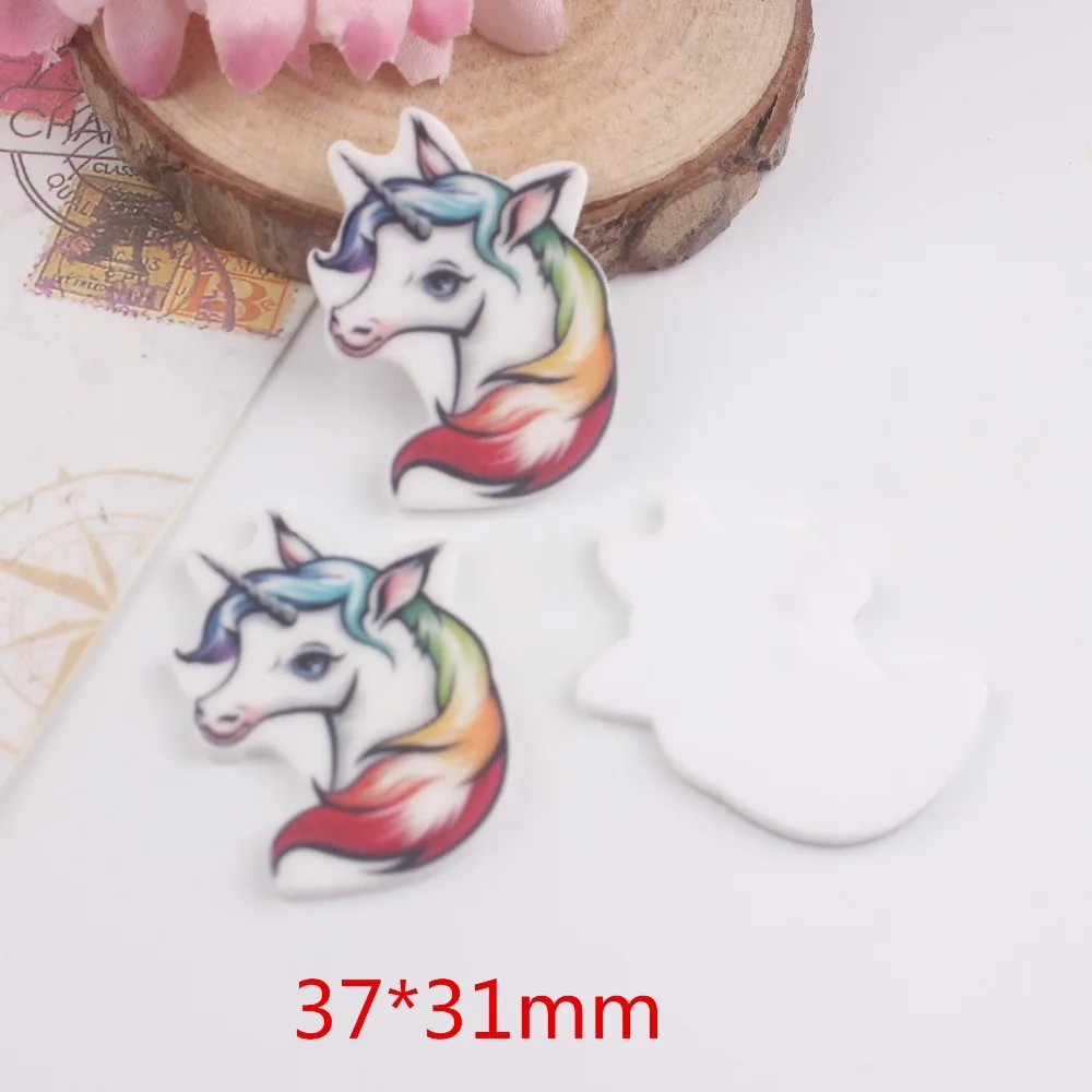 

10pcs/lot DIY planar resin unicorn head with colorful color resin cabochons accessories