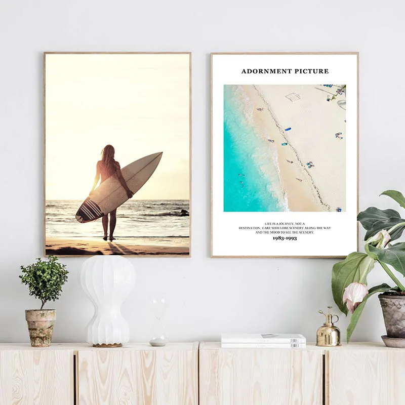 Скандинавский декор картина плакат для серфинга пляжа скандинавский пейзаж