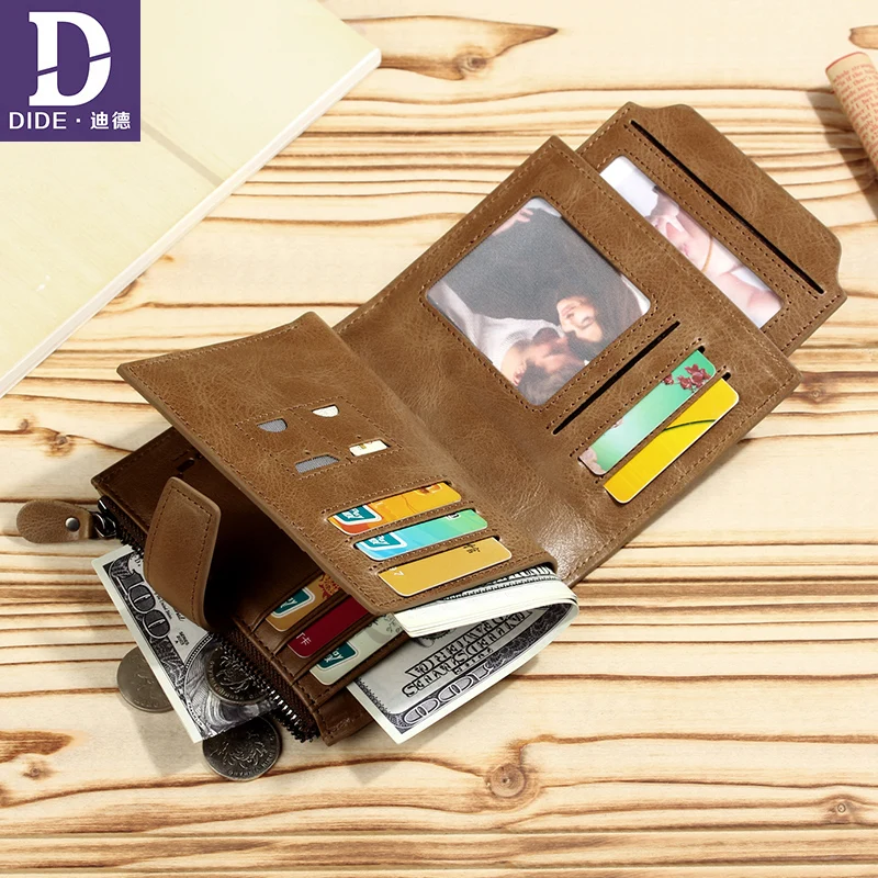 Кошельки DIDE мужские из натуральной кожи Классические Короткие Бумажники для