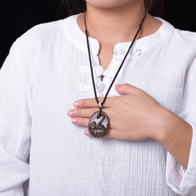 2017 куриный год набор зодиака змея талисман Xuanwu паломнический обсидиан кулон для