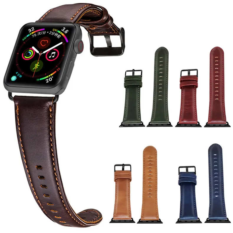 Ремешок из натуральной кожи для Apple watch band 42 мм 38 мм iwatch series 4 3 2 1 44 мм 40 мм ремешок для часов браслет ремень аксессуары