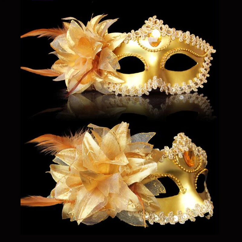 Лидер продаж соблазнительная Венецианская маска с бриллиантами цветком из