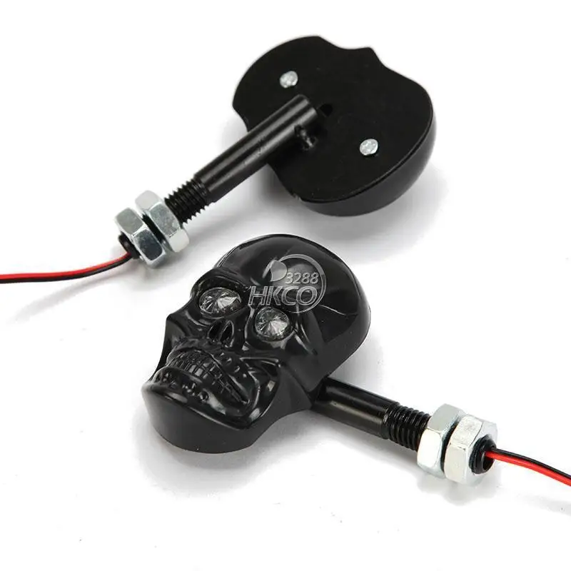 free shipping Black Skull Head Motorcycle Turn Signal Indicator For Yamaha Honda Suzuki Kawasaki Harley Davidson Ducati KTM ... |