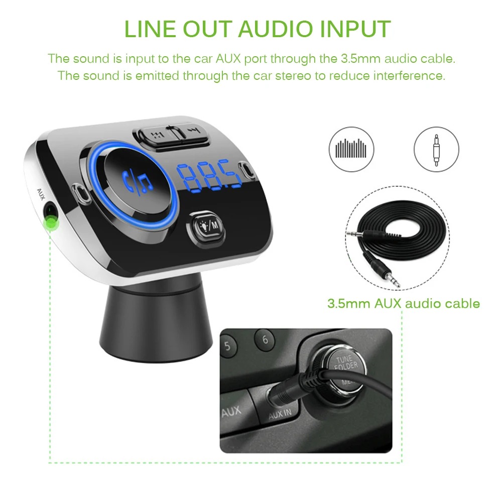 2020 Автомобильный MP3 плеер с функцией громкой связи Bluetooth 5 0 беспроводной