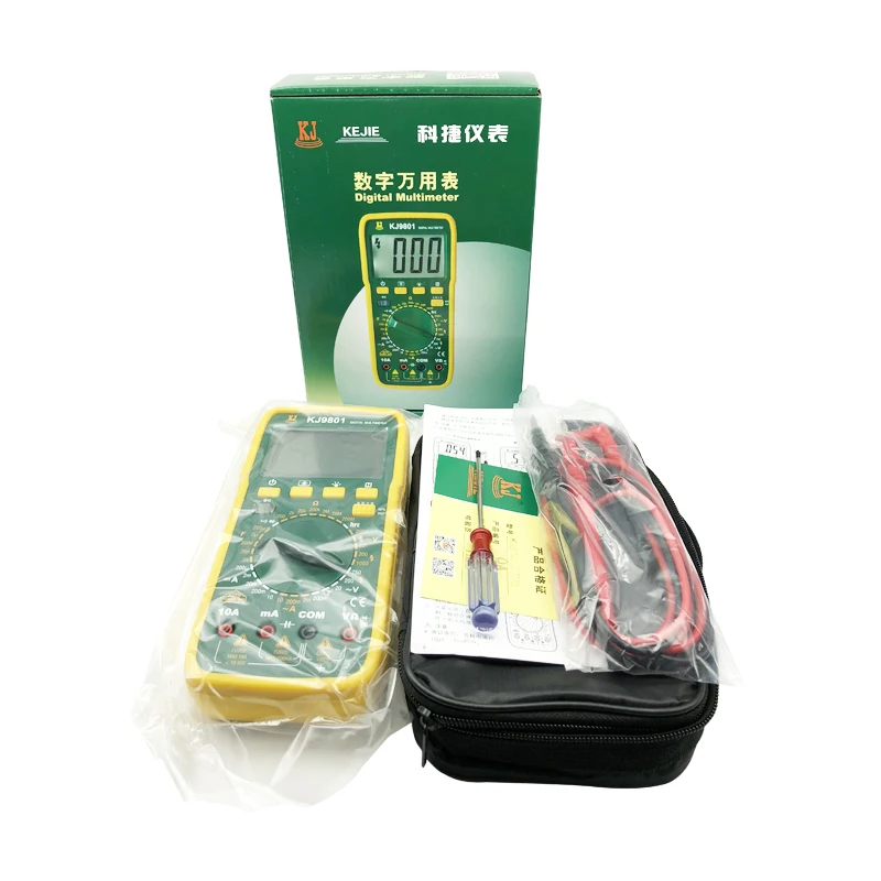 SOIJOT KJ9801 AC DC LCD дисплей Professional электрический ручной тестер Цифровой мультиметр