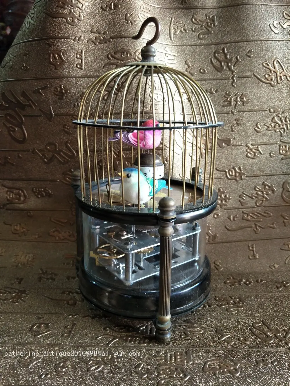 Редкие королевские часы династии Qing механические медная резная клетка может