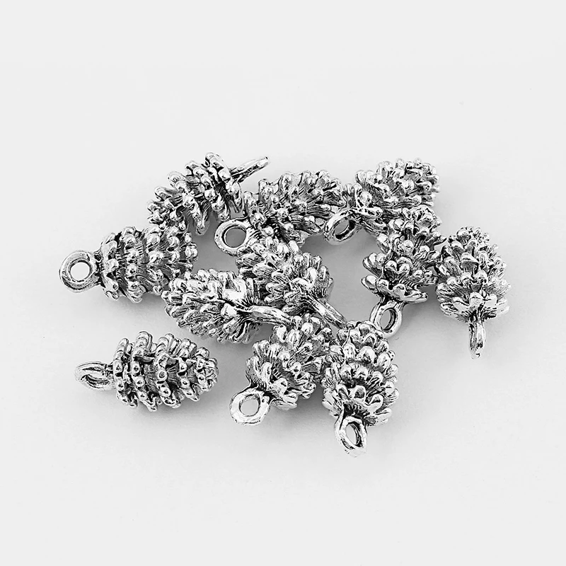 10 шт Серебряный сплав сосновые орехи шишки Pinecone Шарм кулон для ювелирных изделий