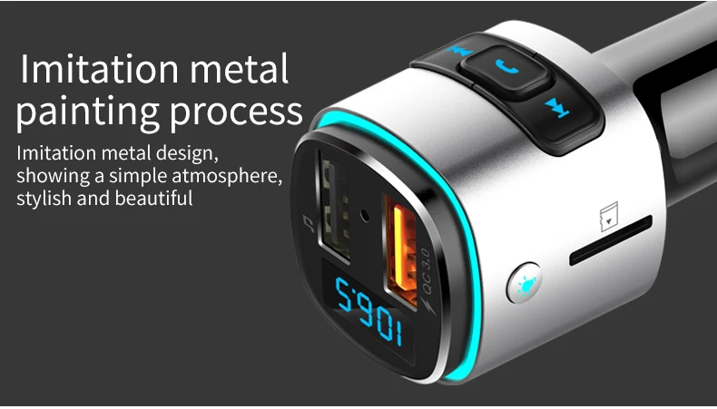 Быстрая зарядка QC3.0 автомобильное зарядное устройство Автомобильный MP3-плеер U диск/TF карта музыкальный плеер Bluetooth приемник hands-free Телефон fm-передатчик