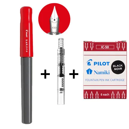 PILOT KAKUNO Smile Pen FKA-1SR популярная Ежедневная практика письма для сочетающихся слов чернильный мешочек набор чернил для продажи - Цвет: Red hat