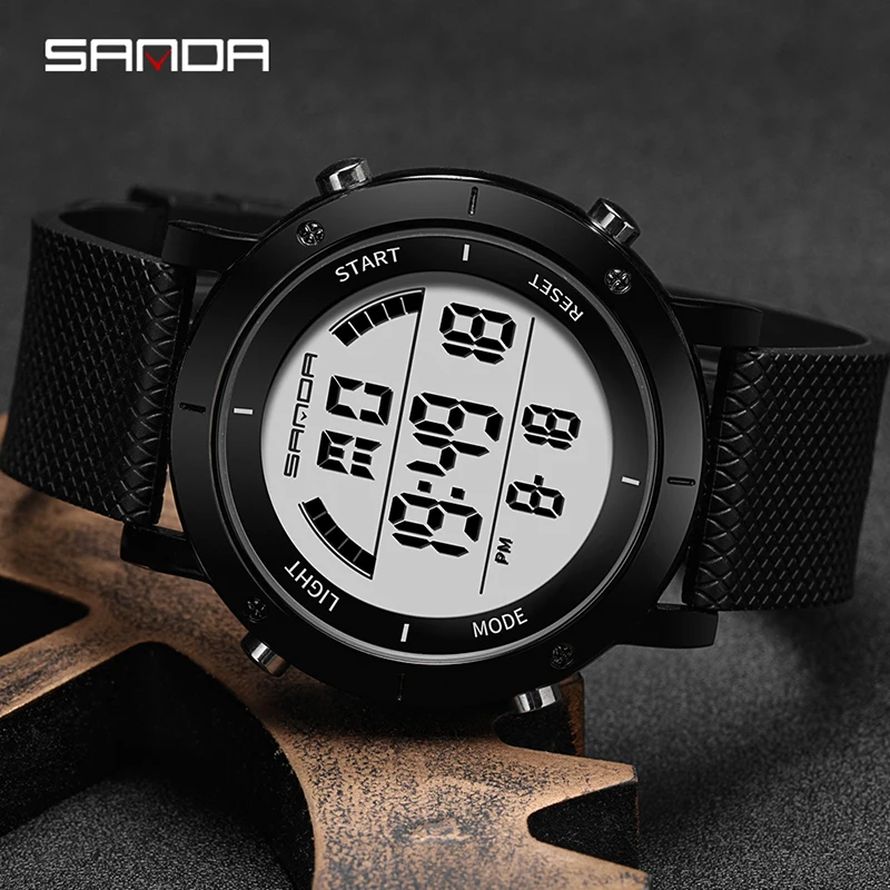 2019 SANDA корпус из нержавеющей стали мужские цифровые часы лучший бренд класса люкс