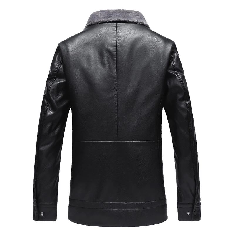 Leren Jas Mannen Fur Collar Sheepskin Leather Jacket Men Winter Black Fleece Jacket Lamb Skin Coat Mens Thick Business Coats 4XL