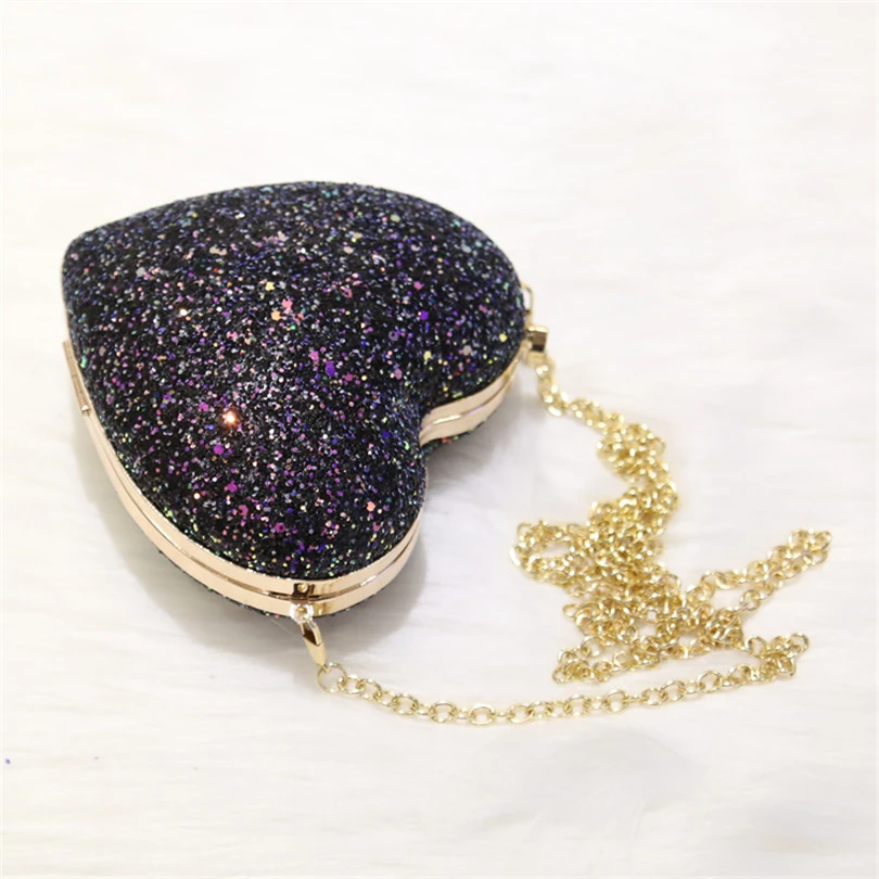 День клатч вечерние сумки любовь в форме сердца Bling цепи Кроссбоди сумка для свадьбы замок с бриллиантами Кошелек вечерние сумки