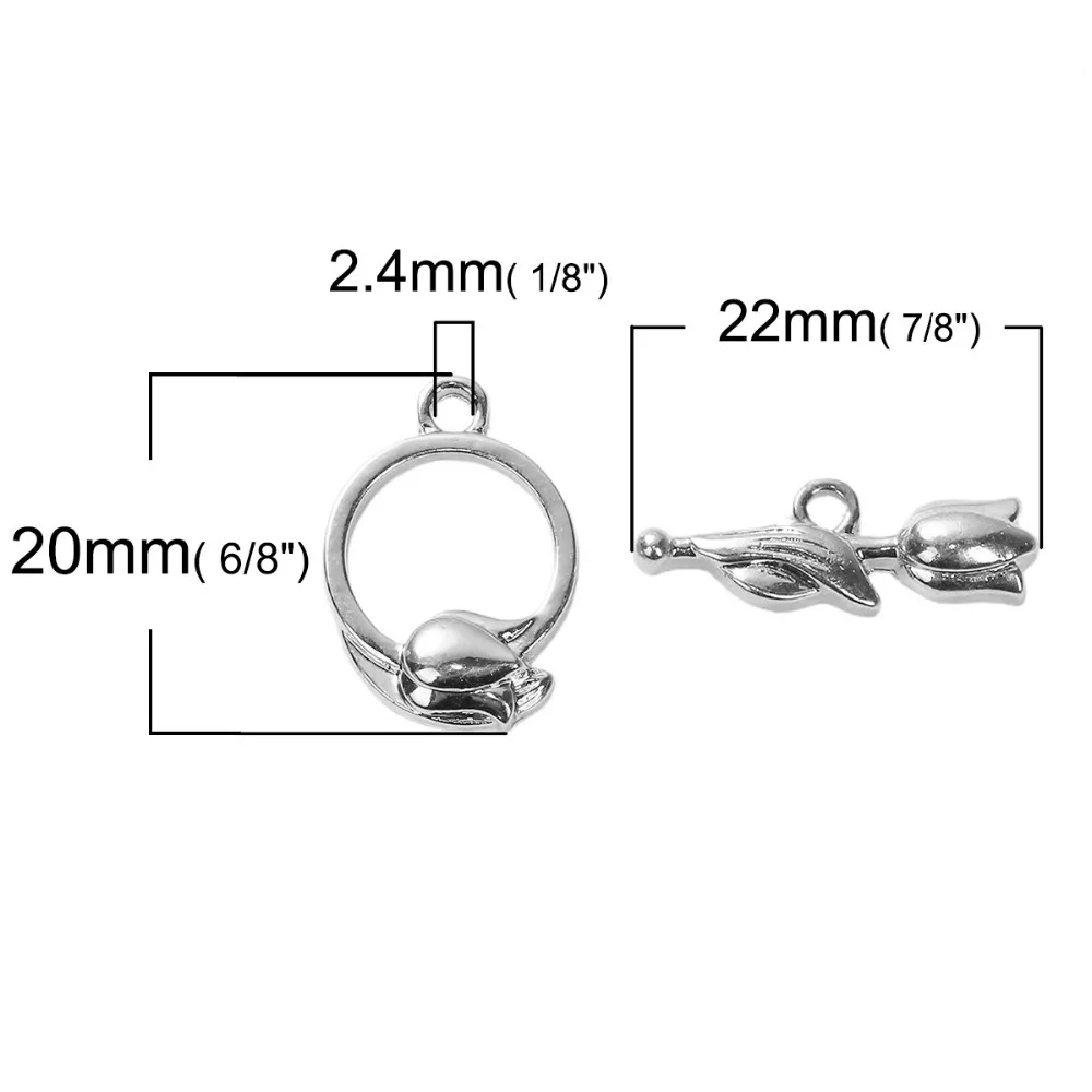 DoreenBeads цинковый сплав Серебряный цвет золотой переключатель цветок 22 мм x 8 20 (6/8