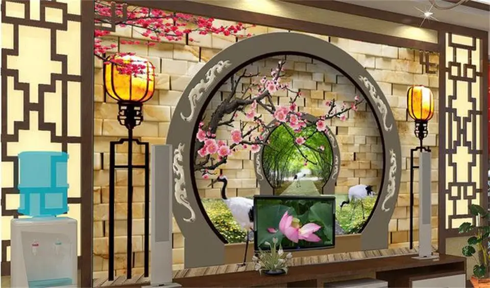 3d wallpaper photo custom livingroom mural Chinese garden landscape painting sofa TV background non-woven wall sticker | Обустройство