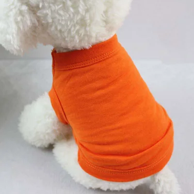 Orange XS-3XL летние однотонные натуральный хлопок футболки для собак одежда свободного покроя мягкий жилет для собаки кошки рубашки на подкладке для больших собак для средних и мелких собак 10A - Цвет: Orange