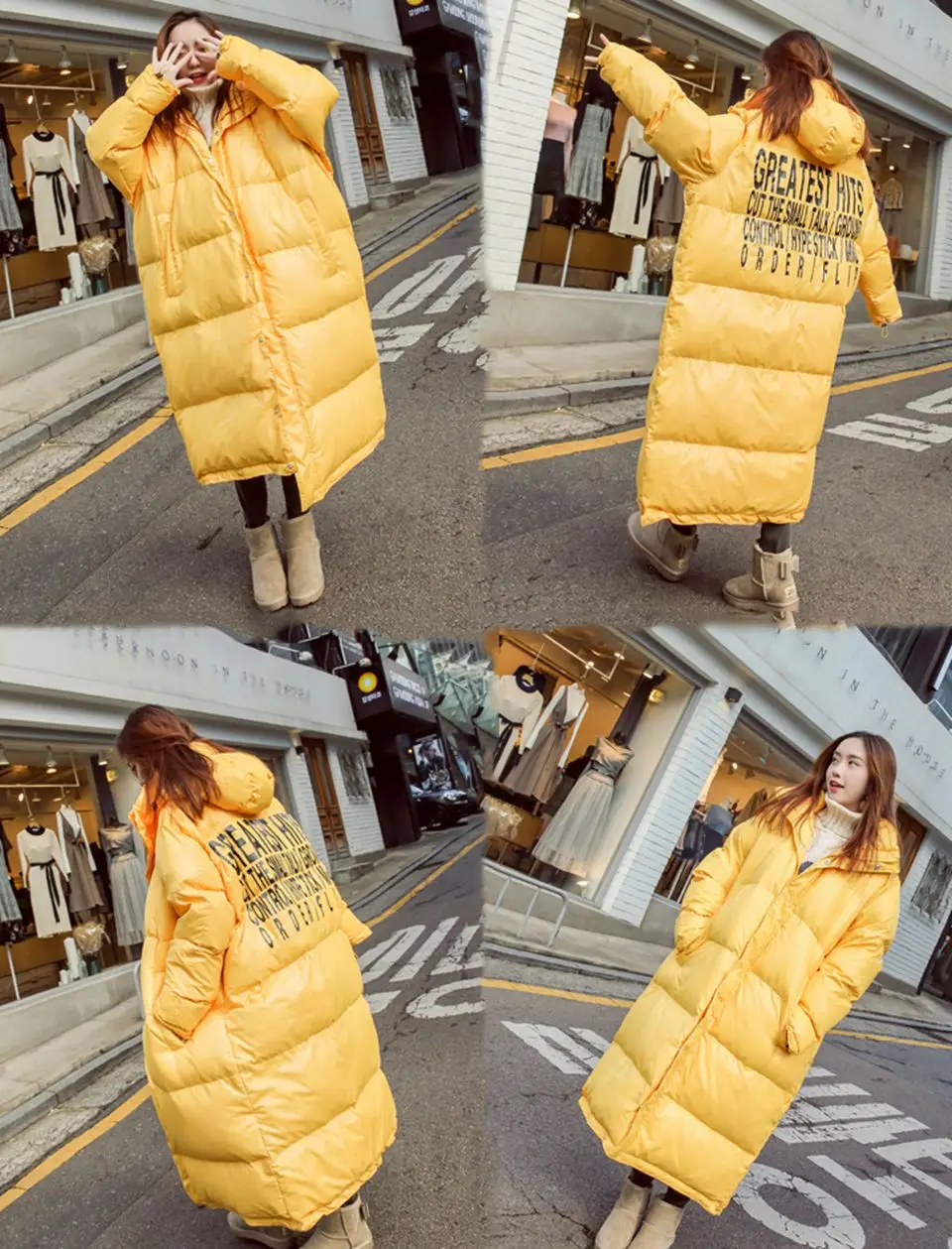 Модные женские парки с капюшоном теплые Зимние новые свободные женские хлопковые куртки Длинная желтая верхняя одежда корейские женские пальто PR146