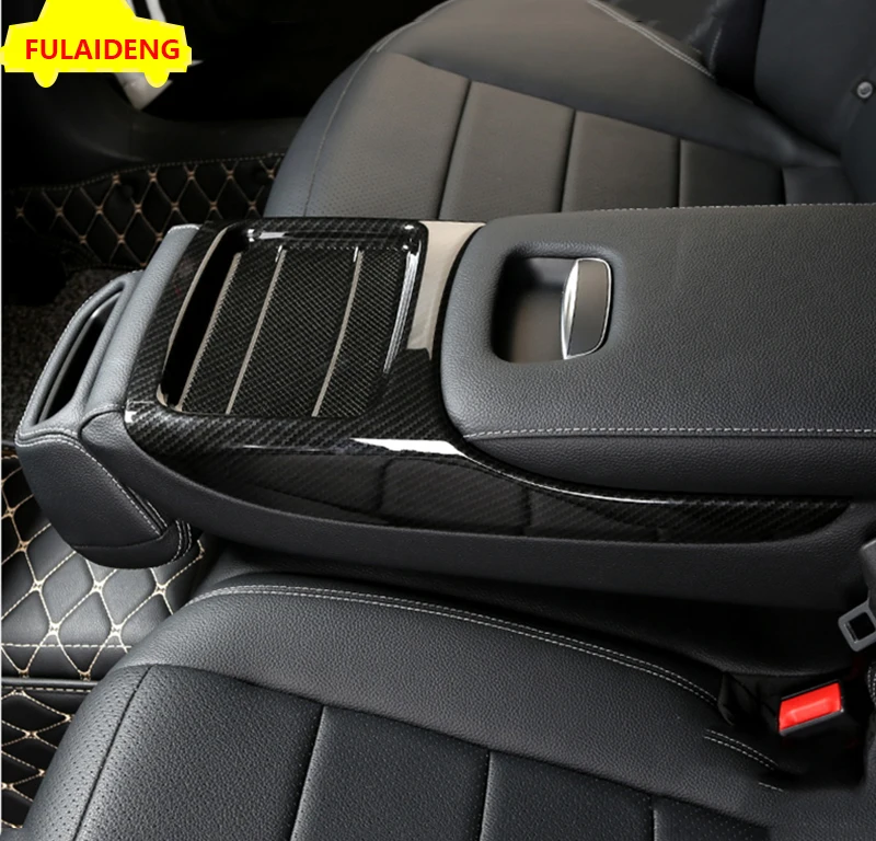 Для Benz e-класс W213 E200l 300l- Черный ABS углеродного волокна внутренняя подлокотник для заднего сиденья Защитная крышка автомобиля Средства для укладки волос