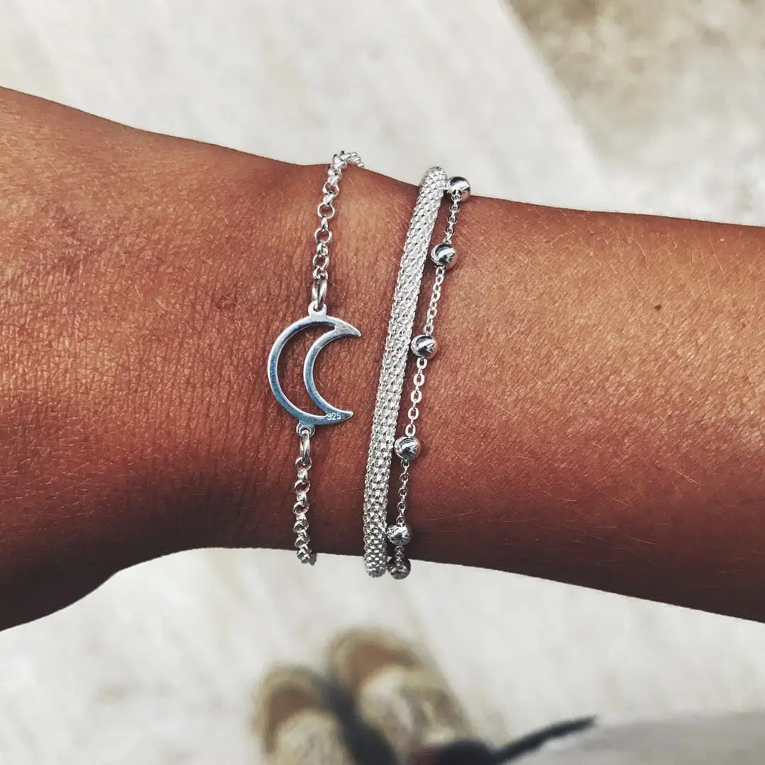 3 шт./компл. 2019 женский браслет из серебра модные браслеты в стиле панк Луна