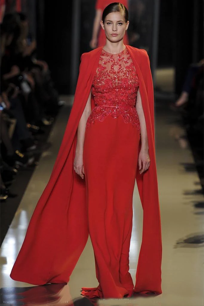 Бесплатная доставка Elie_Saab О-Образным Вырезом длина Пола Суд поезд Кружева