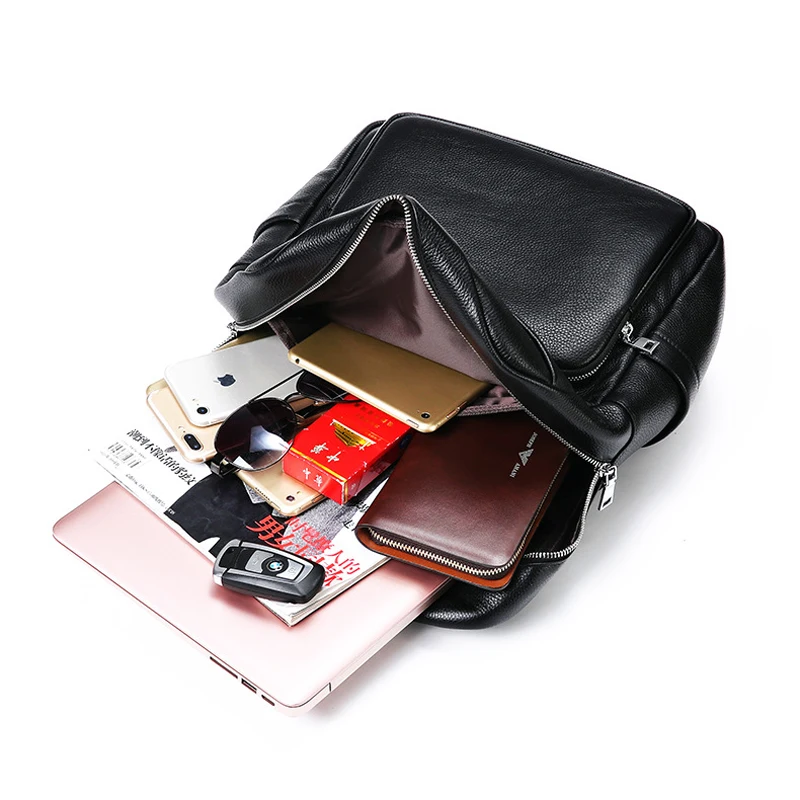 Мужской рюкзак из 100% натуральной коровьей кожи модный студенческий Мужская