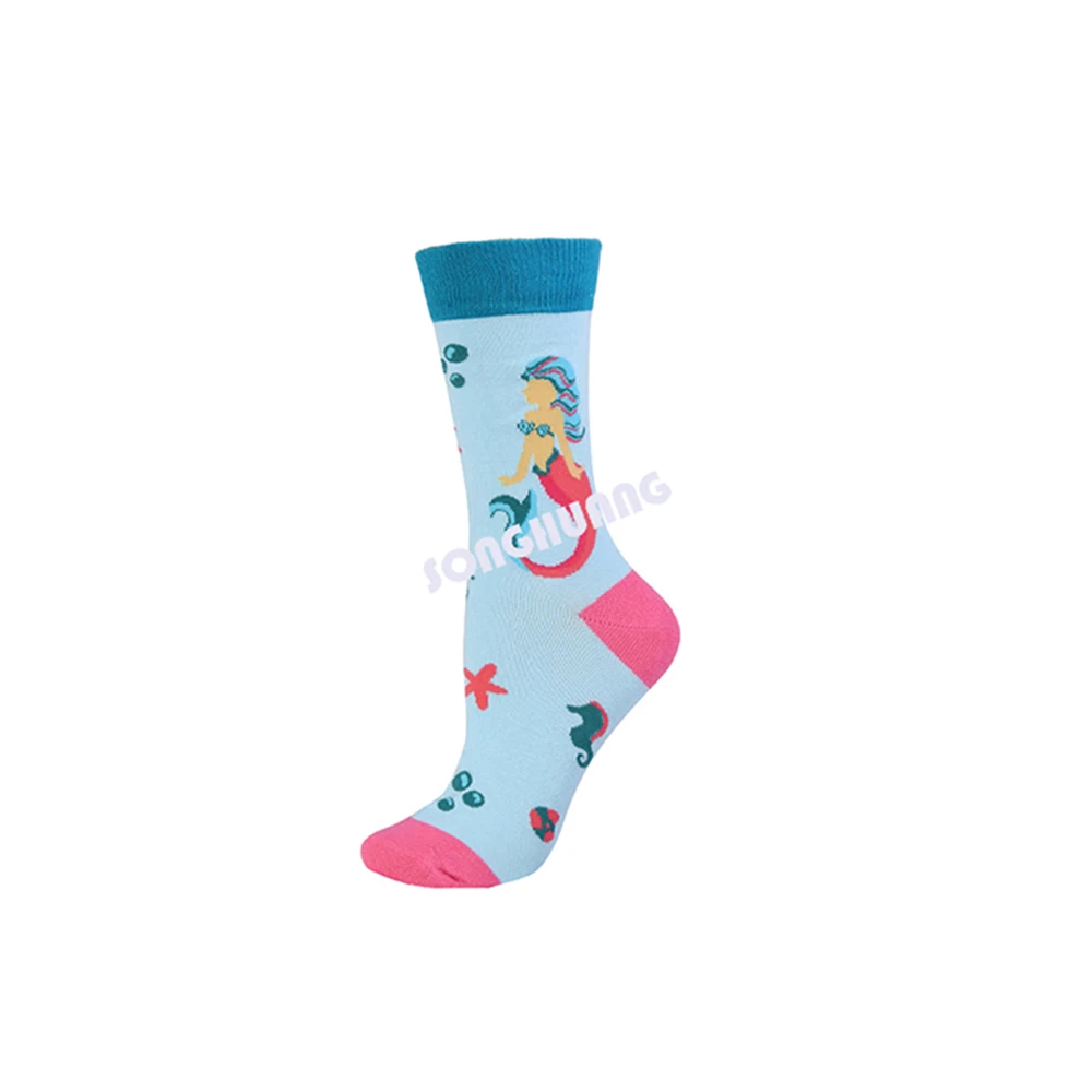 Mermaid Уличные новые хлопковые носки с рисунком ананаса, перца, банана, фруктов и овощей, фламинго, лошади, носки, цветные забавные носки для мужчин и женщин - Цвет: Mermaid