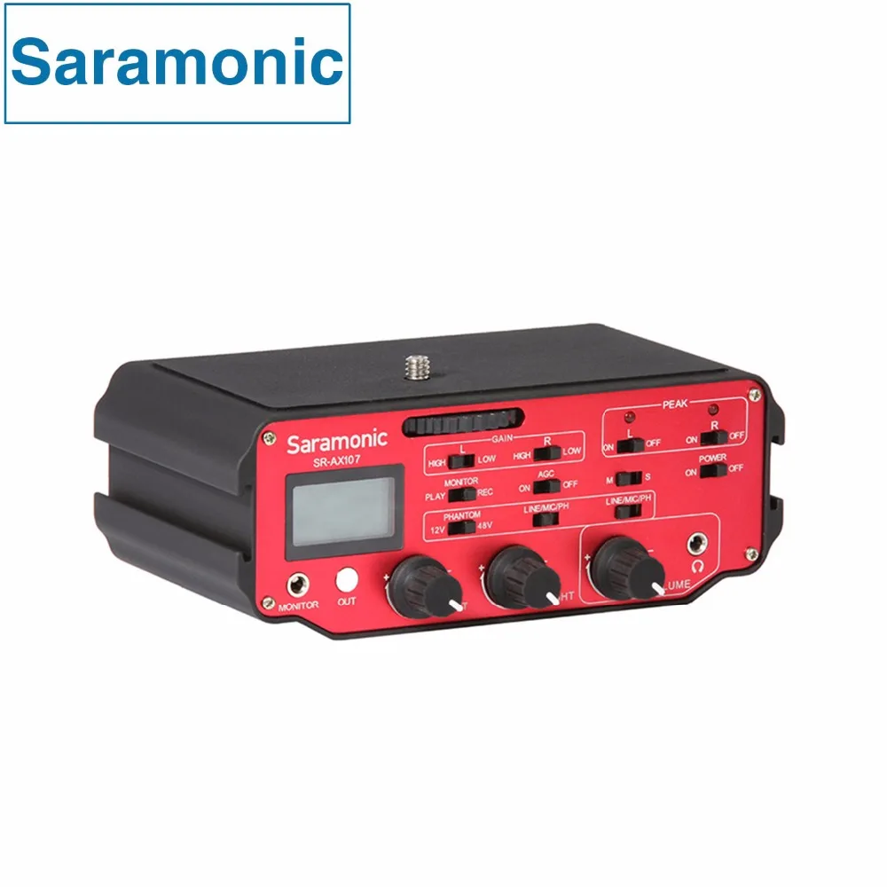 Saramonic SR-AX107 XLR микрофон аудио смеситель адаптер предусилители Phantom Мощность для DSLR Canon Nikon sony видеокамеры
