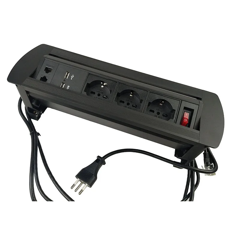 Штепсельная розетка для настольного ПК скрытое Ручное Вращение кабель RJ45 USB