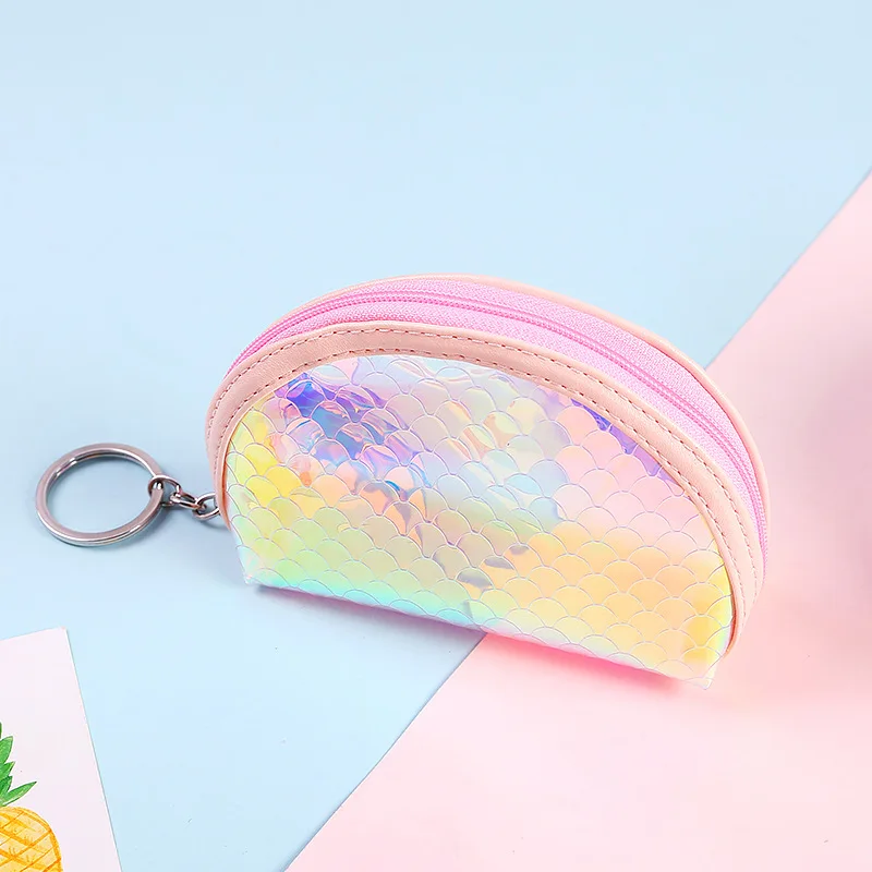 Pink round Летние Новые брендовые кожаные кошельки для монет, маленький свежий Повседневный Кошелек для монет ПУ, женская модная Милая цветная сумка на молнии для ключей - Цвет: Pink round