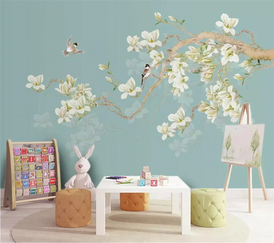 Beibehang пользовательские обои 3D Гонг Юй Магнолия ТВ фон стены Ручная роспись цветы