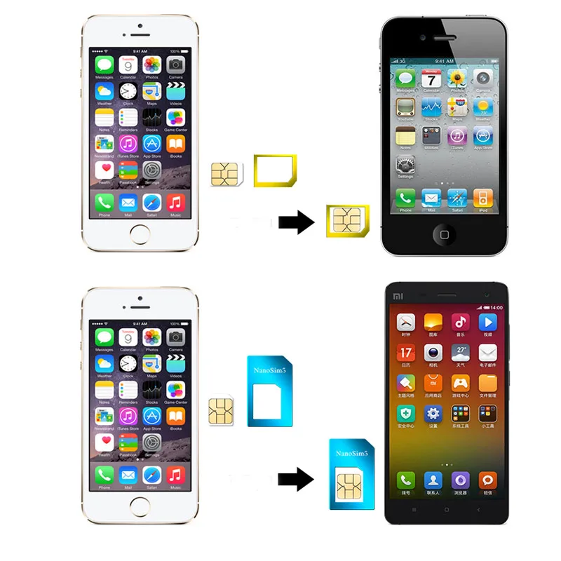 50 шт. 5 в 1 адаптер для sim карты iPhone набор nano SIM адаптеров телефона|Наборы